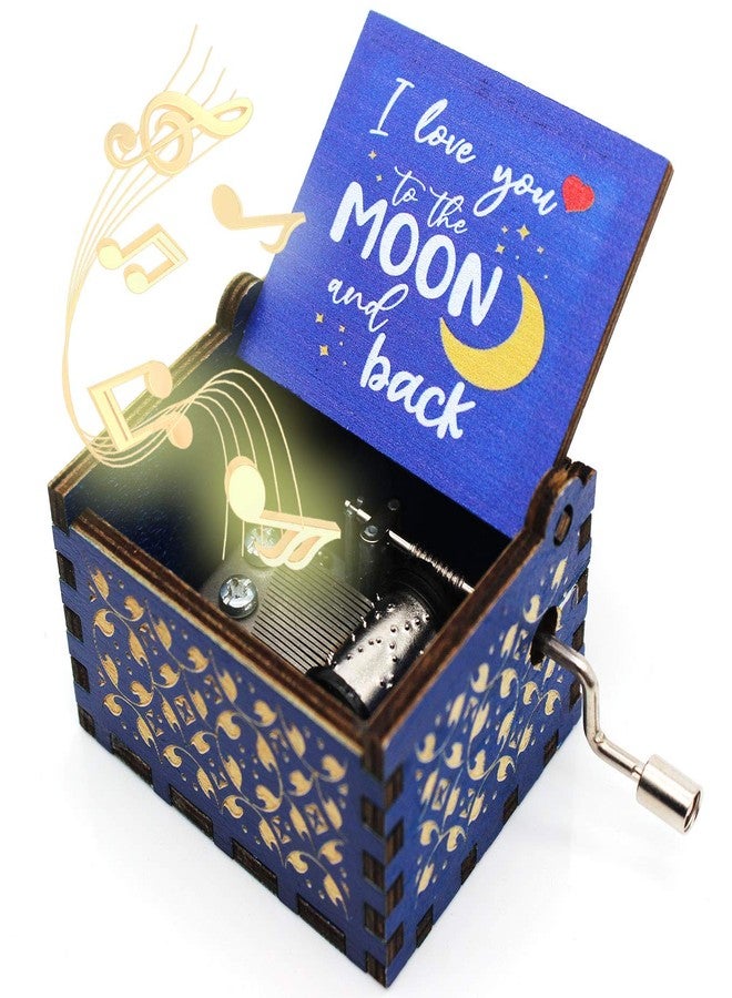 ukebobo Wooden Color Painted Music Box - I Love You to The Moon and Back Color Painted Music Box, Gifts for Daughter, Gifts for Son, Gifts for Love Ones - 1 Set - Image 1
